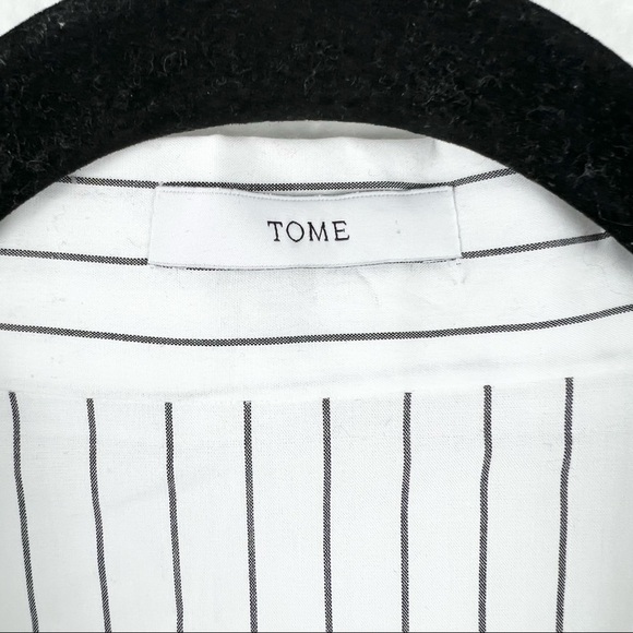 TOME Cabana Striped Peplum Button Down Shirt, White with Black Stripe, 4, NWOT! - Picture 3 of 6